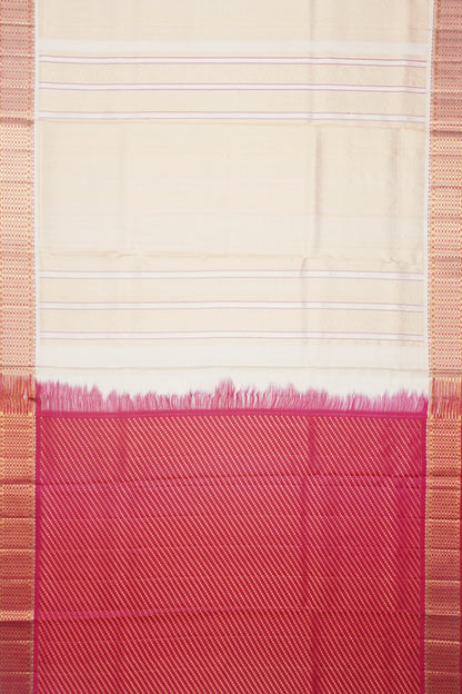 Kanchipuram Silk Brocade Off White Saree