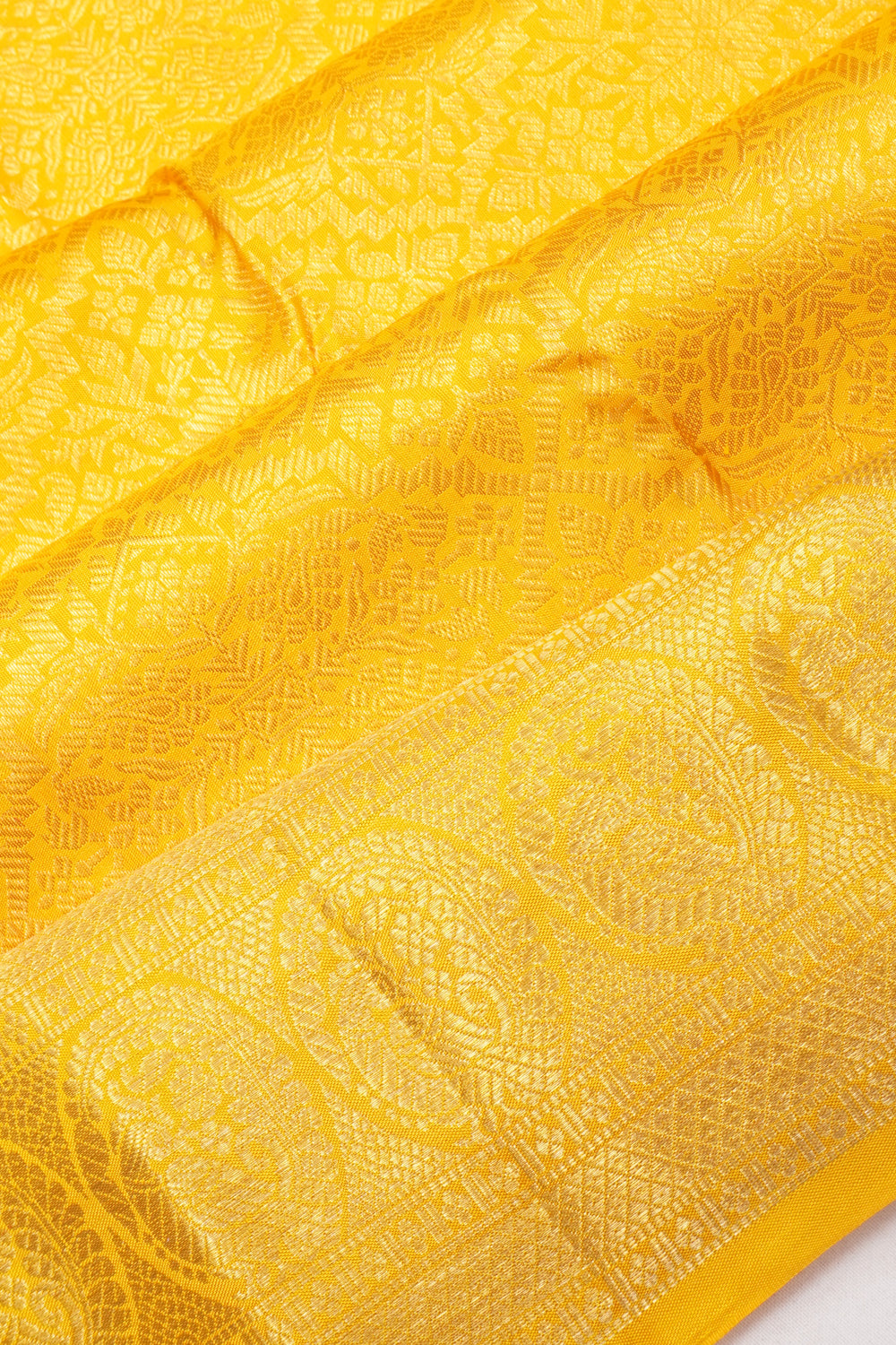 Kanchipuram Silk Brocade Yellow Saree