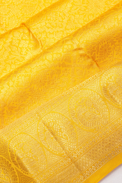 Kanchipuram Silk Brocade Yellow Saree