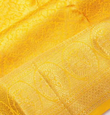 Kanchipuram Silk Brocade Yellow Saree