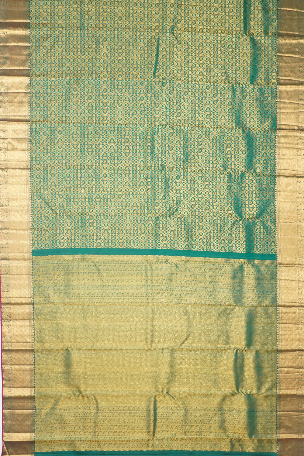 Kanchipuram Silk Brocade Dark Green Saree