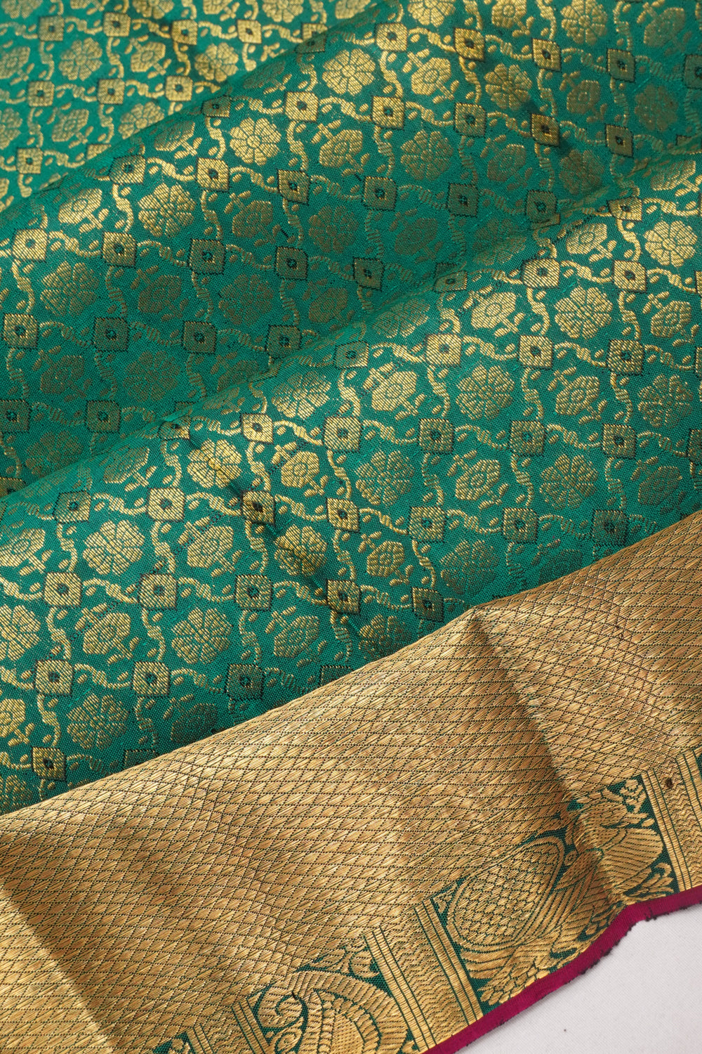 Kanchipuram Silk Brocade Dark Green Saree