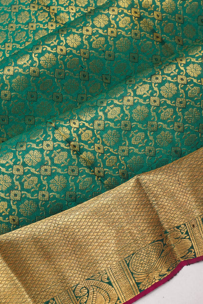 Kanchipuram Silk Brocade Dark Green Saree