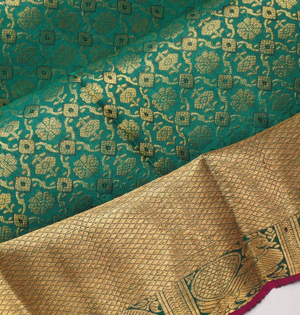 Kanchipuram Silk Brocade Dark Green Saree