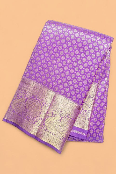 Kanchipuram Silk Brocade Purple Saree