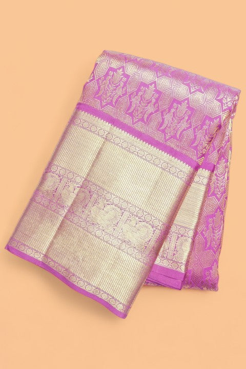 Kanchipuram Silk Brocade Purple Saree