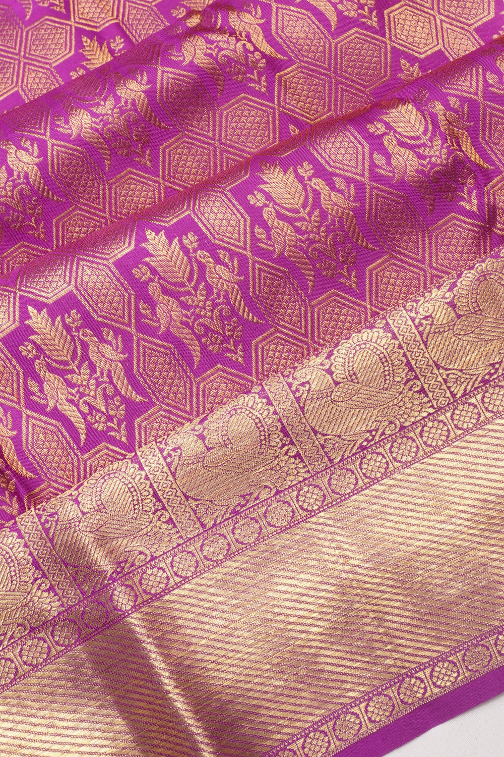 Kanchipuram Silk Brocade Purple Saree