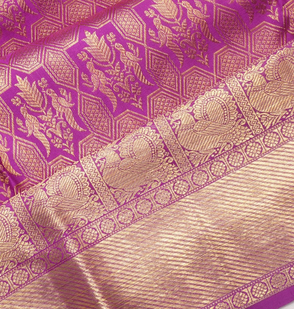 Kanchipuram Silk Brocade Purple Saree