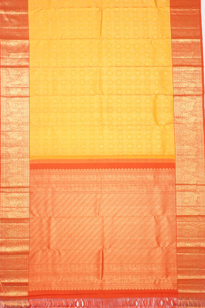 Kanchipuram Silk Brocade Mustard Yellow Saree