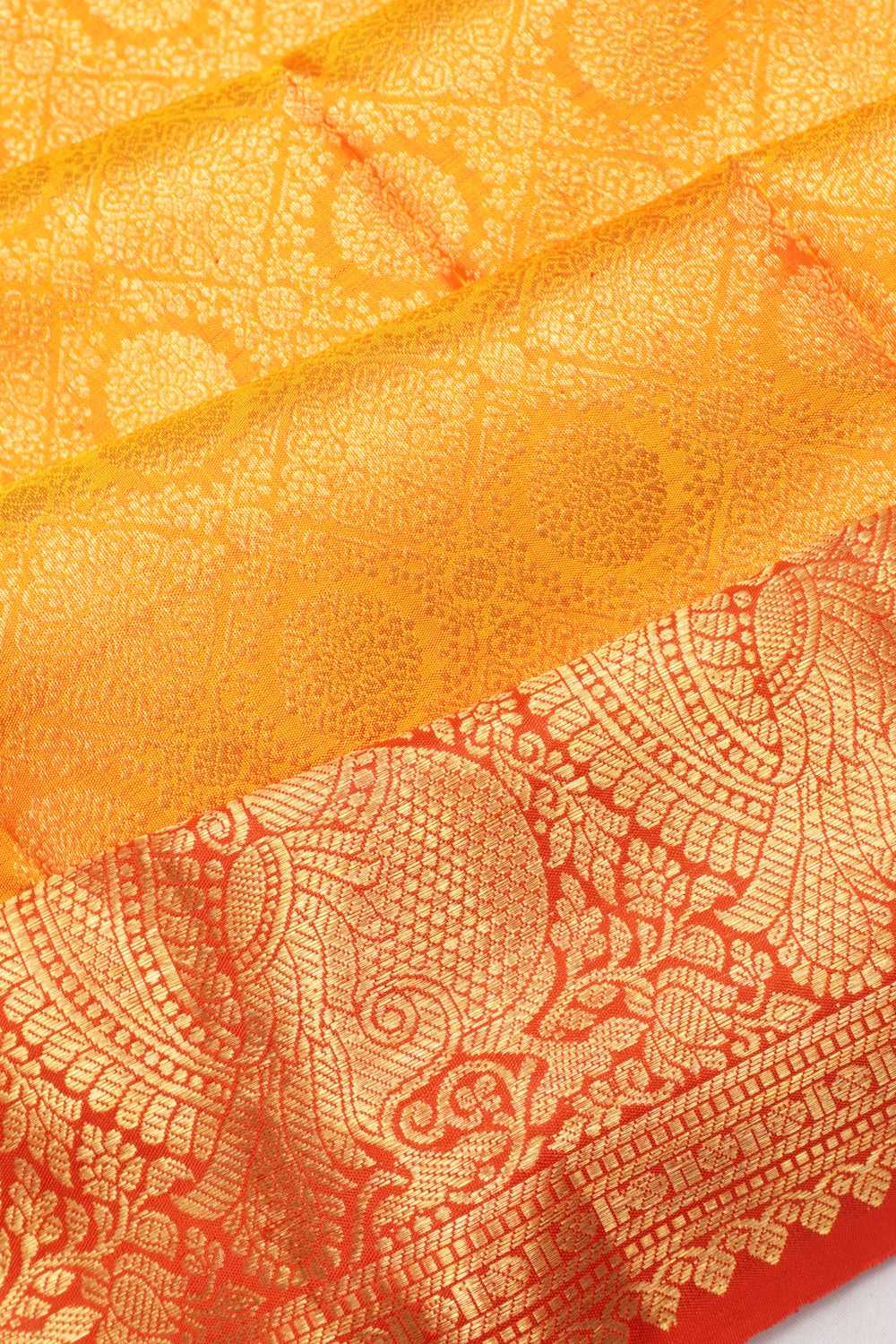 Kanchipuram Silk Brocade Mustard Yellow Saree