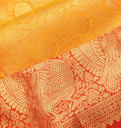 Kanchipuram Silk Brocade Mustard Yellow Saree