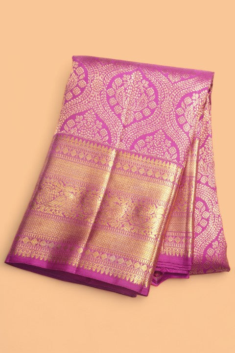 Kanchipuram Silk Brocade Purple Saree
