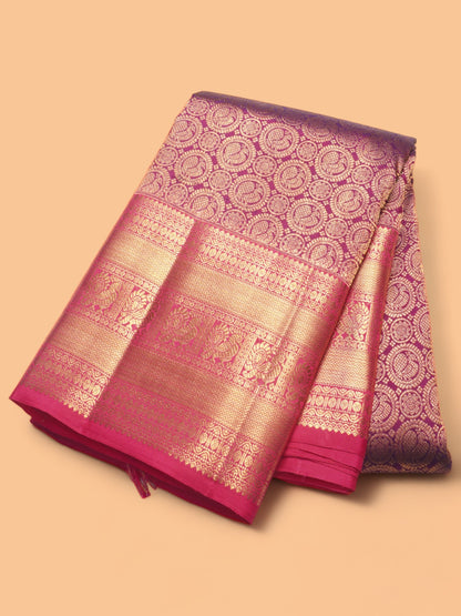 Kanchipuram Silk Brocade Purple Saree