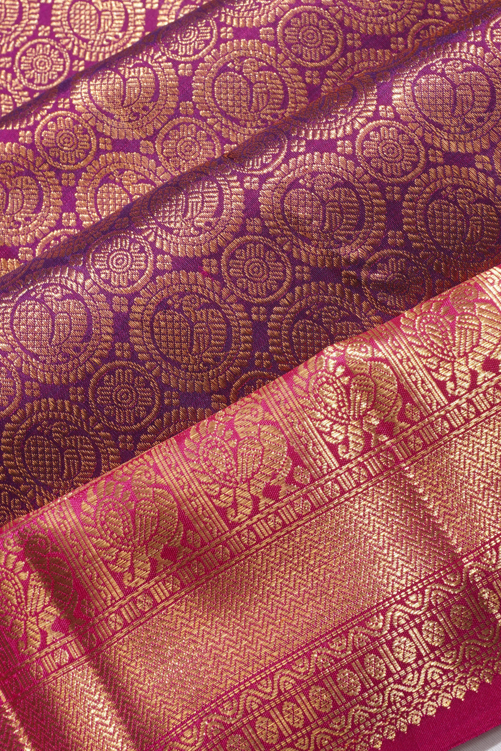 Kanchipuram Silk Brocade Purple Saree