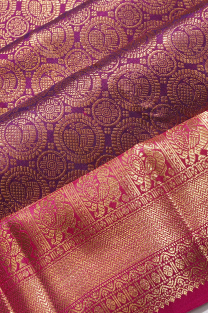 Kanchipuram Silk Brocade Purple Saree