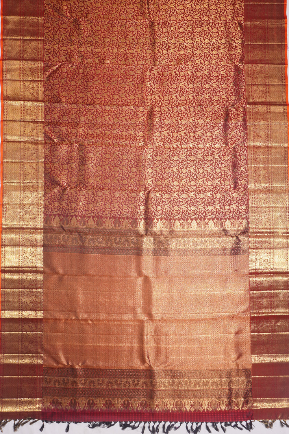 Kanchipuram Silk Brocade Maroon Saree
