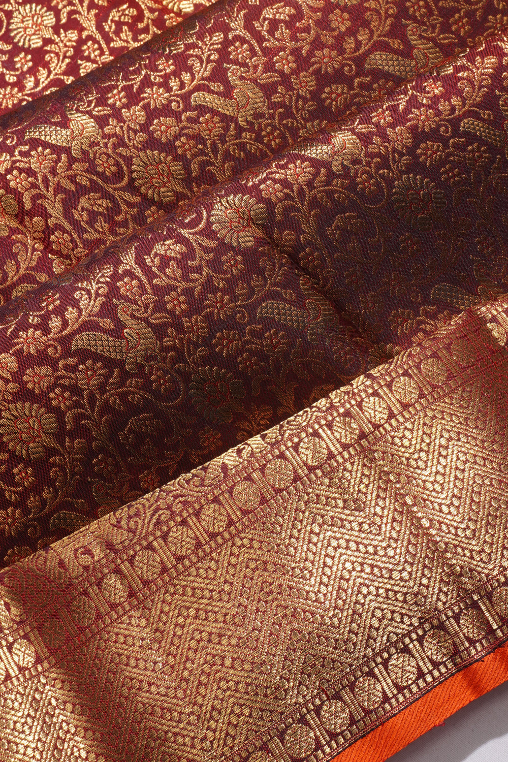 Kanchipuram Silk Brocade Maroon Saree