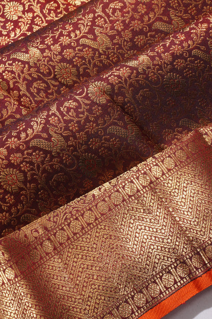 Kanchipuram Silk Brocade Maroon Saree