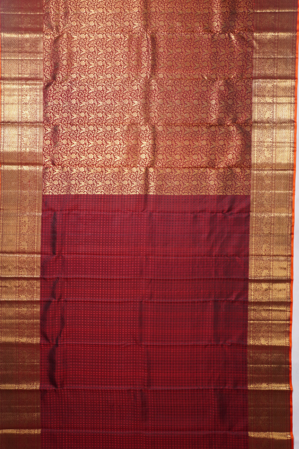 Kanchipuram Silk Brocade Maroon Saree