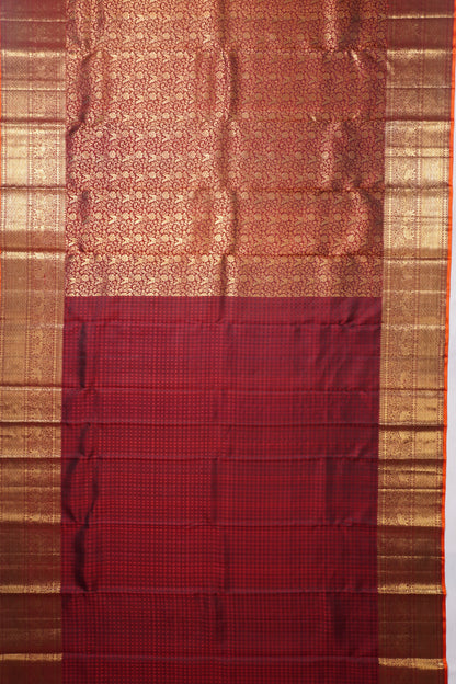 Kanchipuram Silk Brocade Maroon Saree
