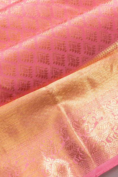 Kanchipuram Silk Brocade Pink Saree