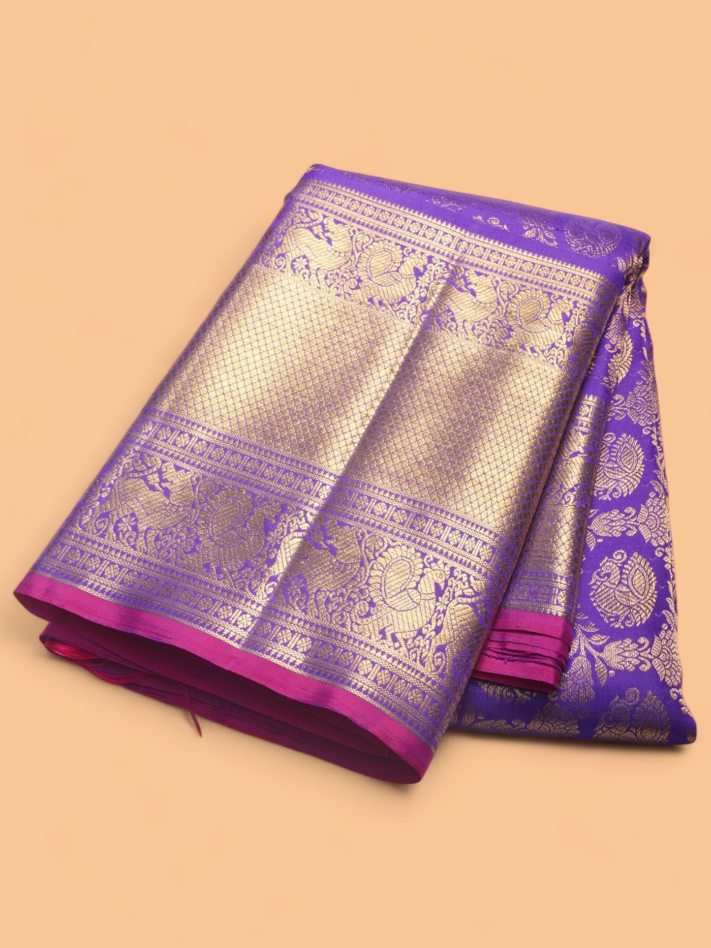 Kanchipuram Silk Brocade Royal Blue Saree
