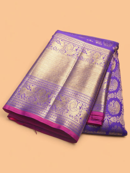 Kanchipuram Silk Brocade Royal Blue Saree