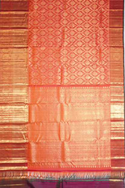 Kanchipuram Silk Brocade Pink And Orange Saree