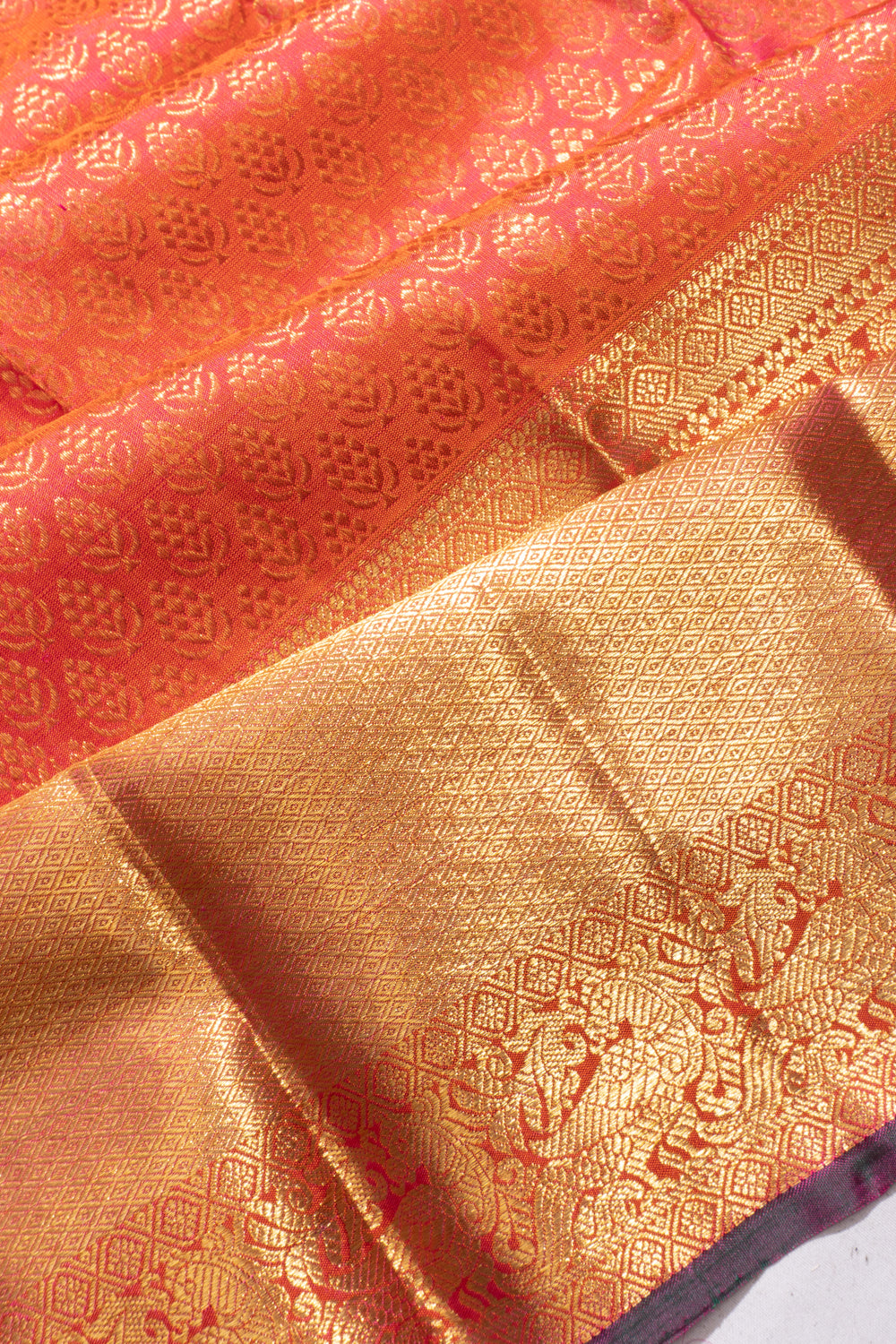 Kanchipuram Silk Brocade Pink Saree