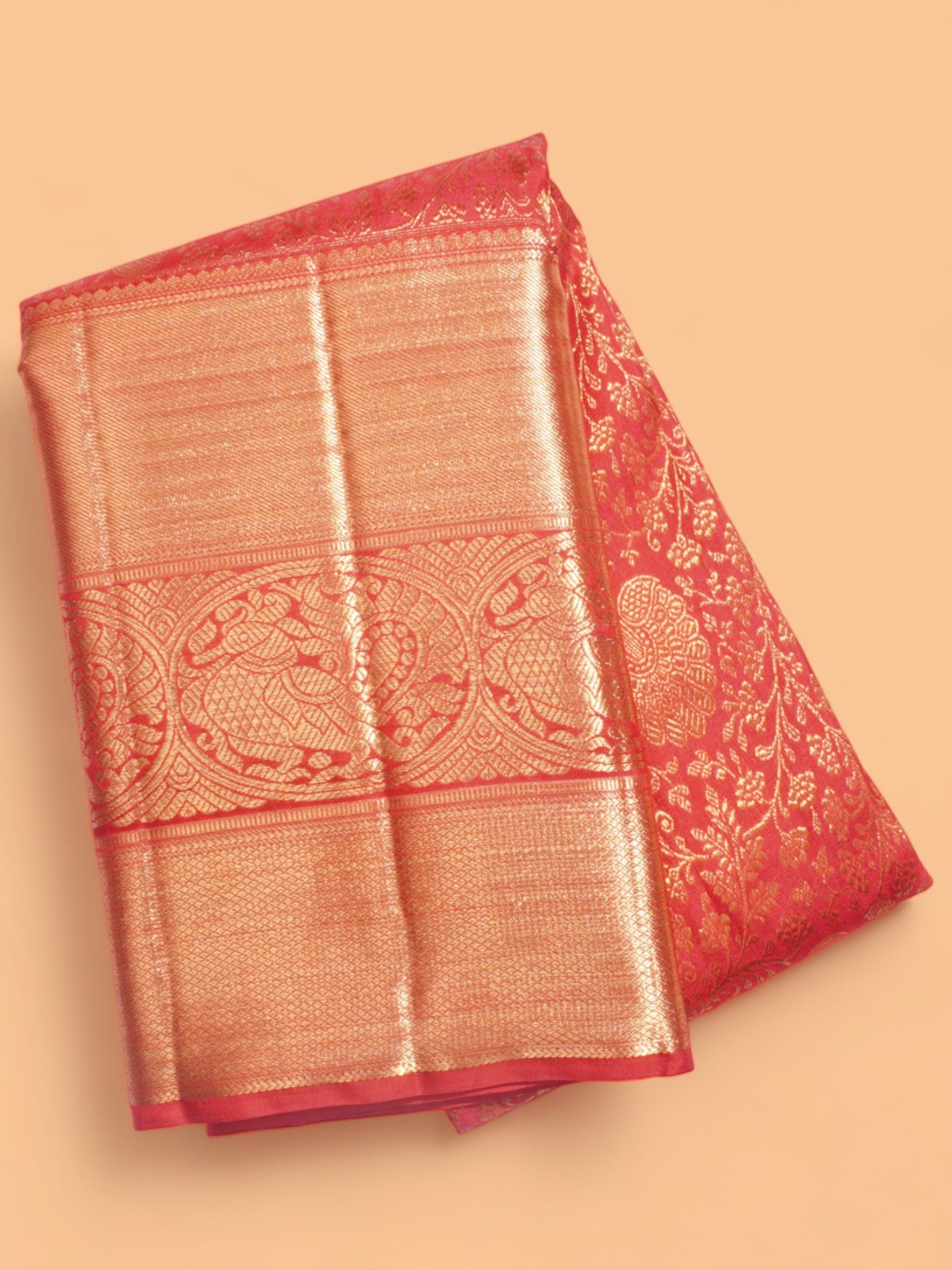 Kanchipuram Silk Brocade Red Saree