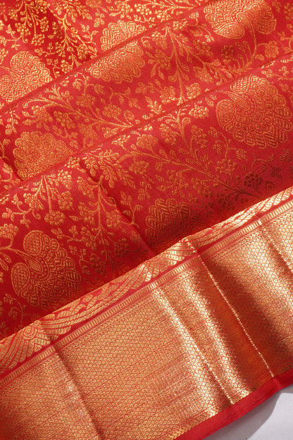 Kanchipuram Silk Brocade Red Saree