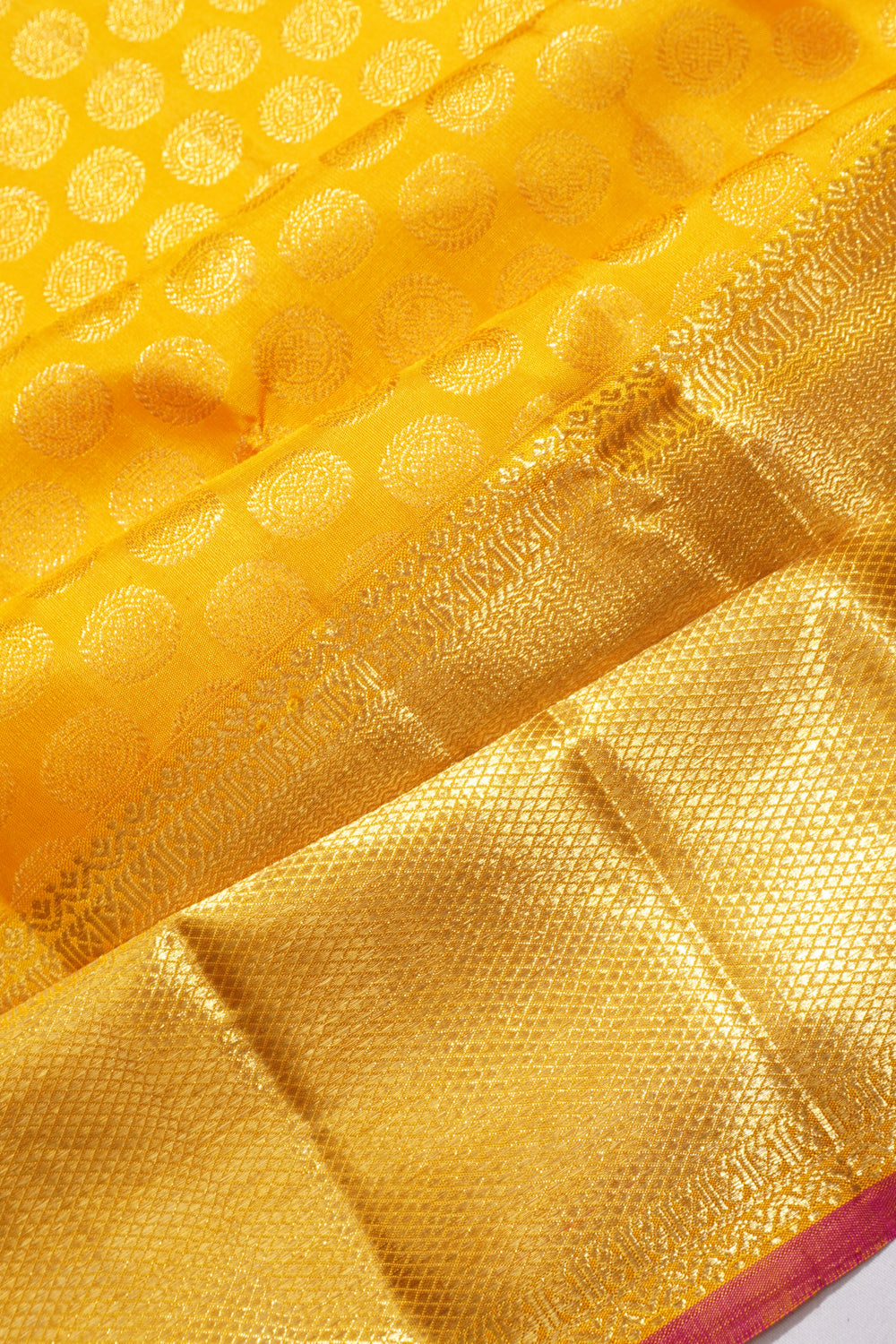 Kanchipuram Silk Butta Yellow Saree