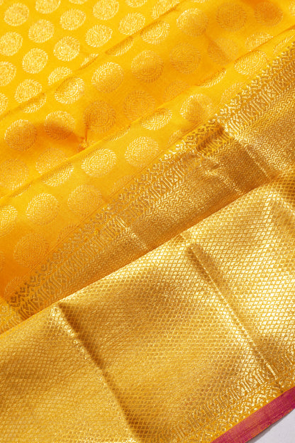 Kanchipuram Silk Butta Yellow Saree