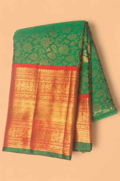 Kanchipuram Silk Jaal Green Saree