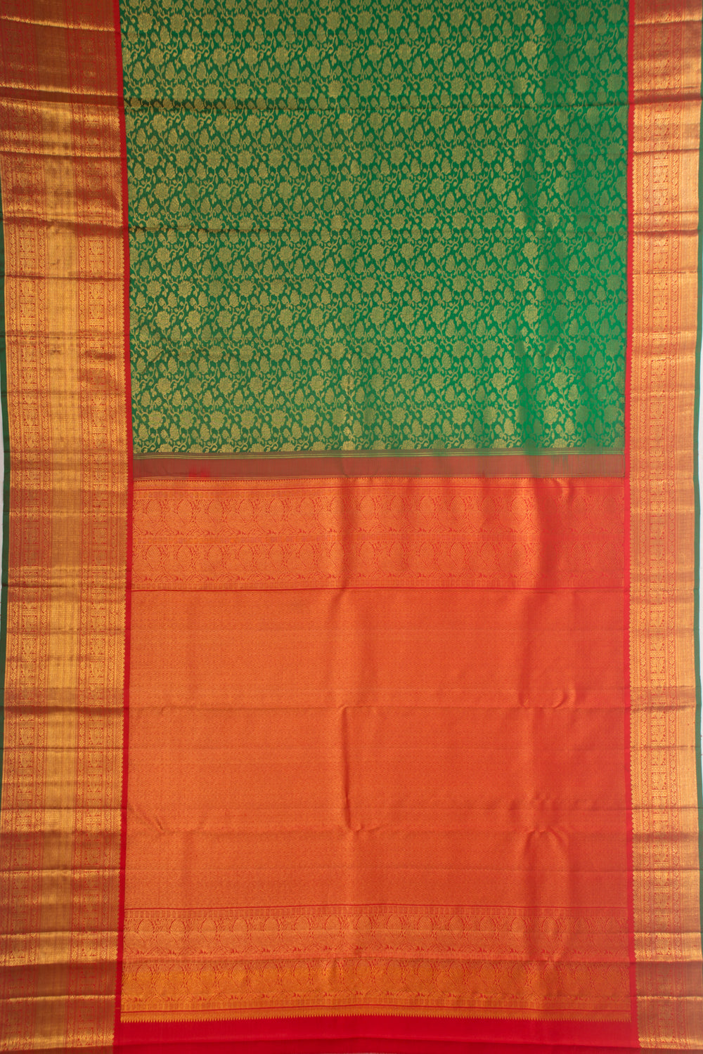Kanchipuram Silk Jaal Green Saree