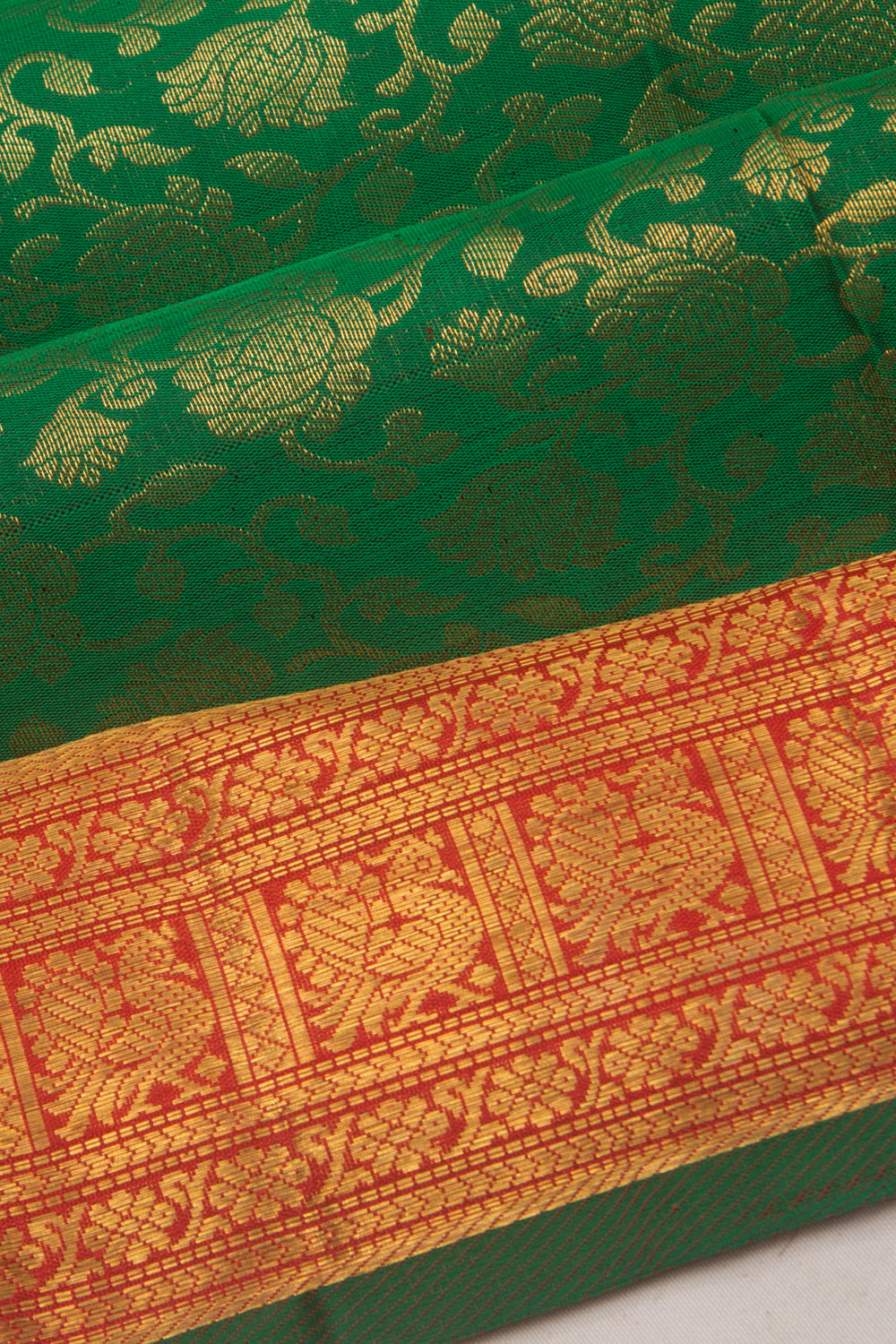 Kanchipuram Silk Jaal Green Saree