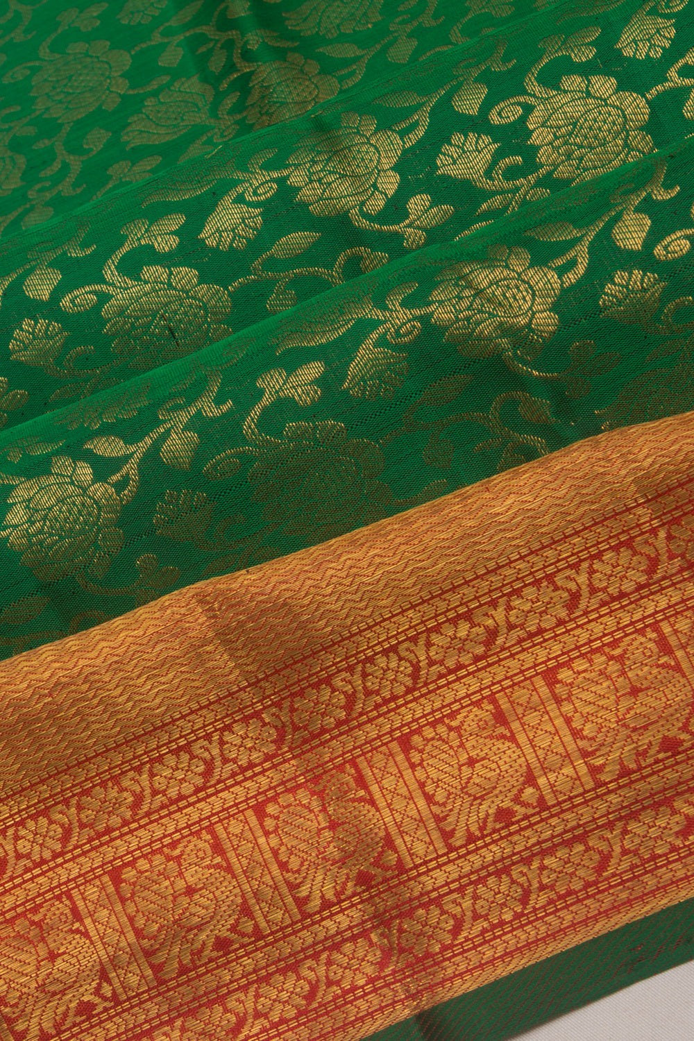 Kanchipuram Silk Jaal Green Saree