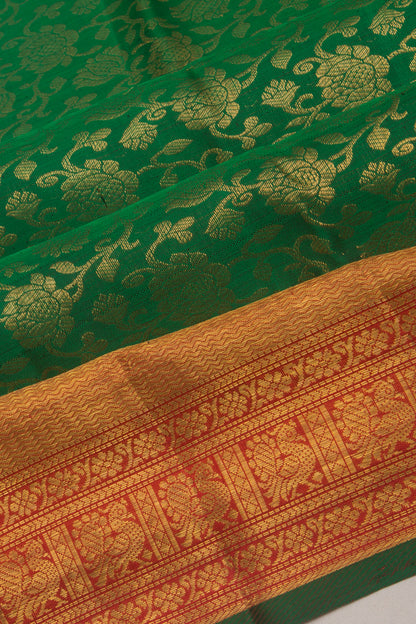 Kanchipuram Silk Jaal Green Saree