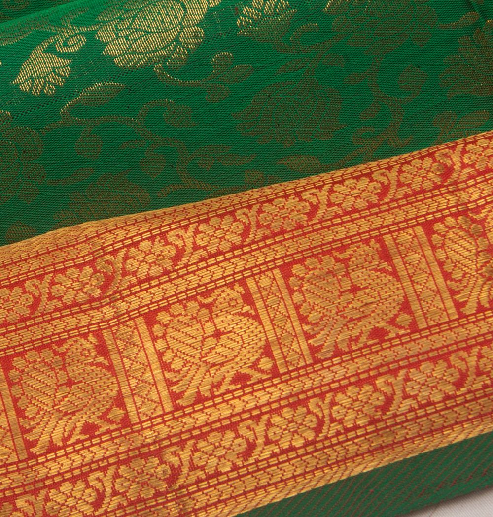 Kanchipuram Silk Jaal Green Saree