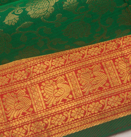 Kanchipuram Silk Jaal Green Saree