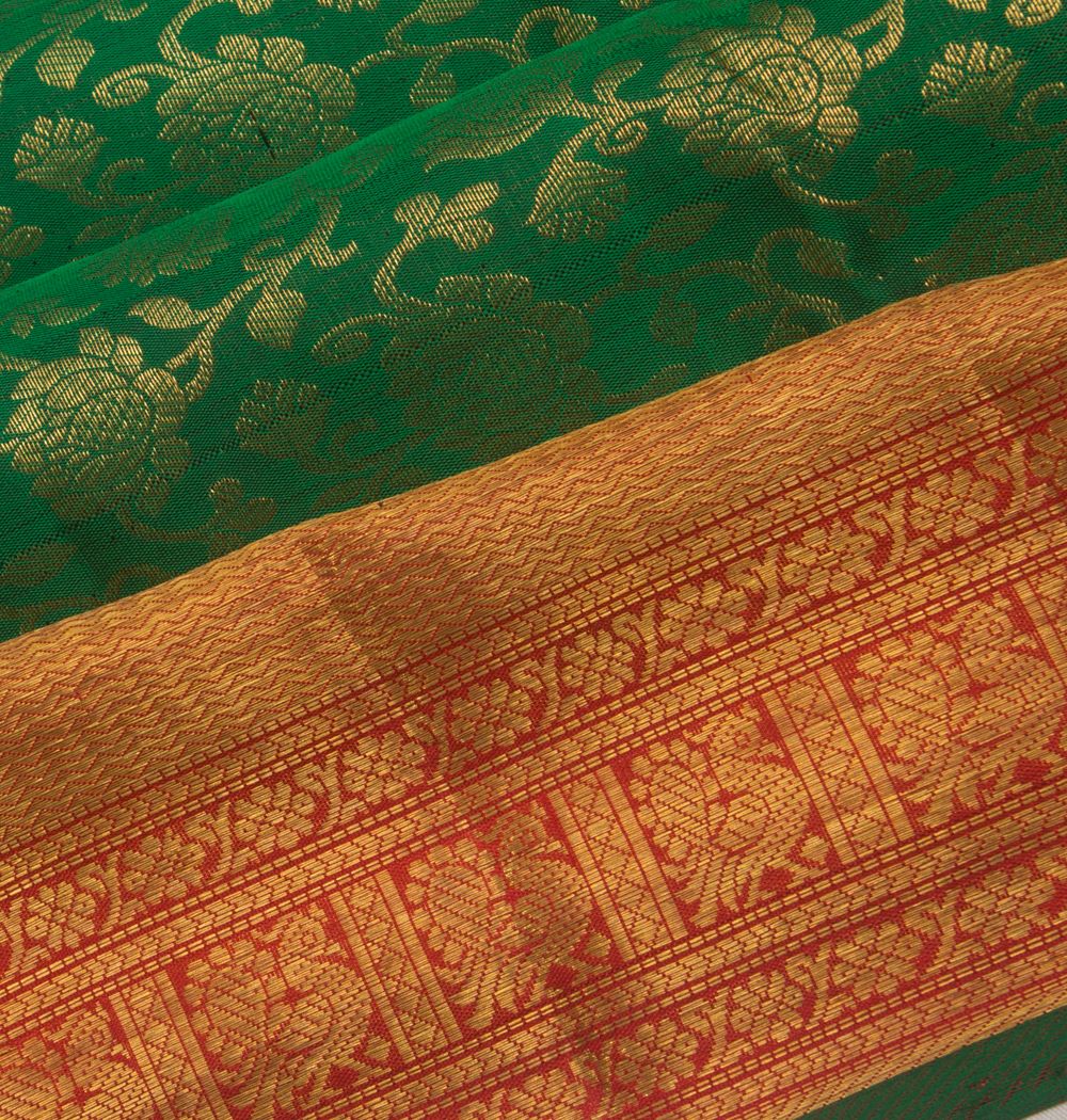 Kanchipuram Silk Jaal Green Saree