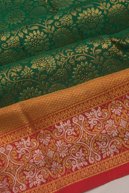Kanchipuram Silk Brocade Green Saree
