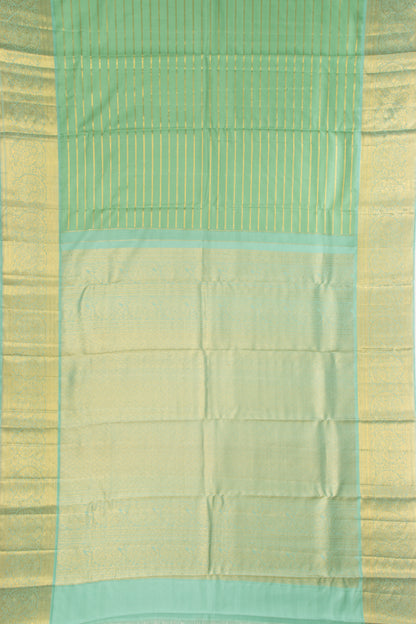 Kanchipuram Silk Horizontal Lines Sea Green Saree