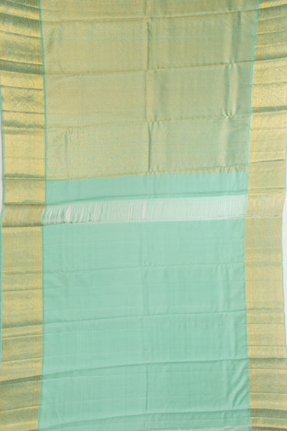 Kanchipuram Silk Horizontal Lines Sea Green Saree
