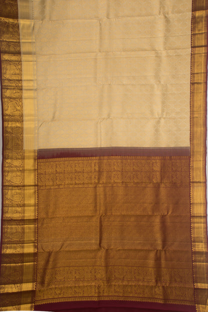 Kanchipuram Silk Brocade Cream Saree