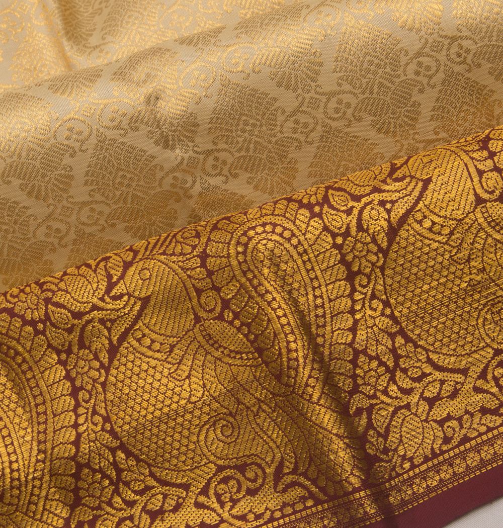 Kanchipuram Silk Brocade Cream Saree