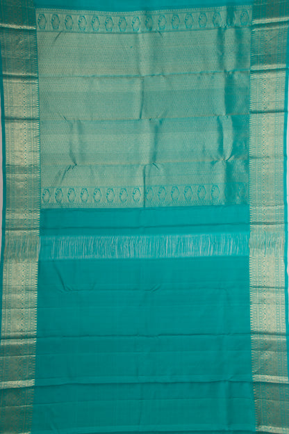 Kanchipuram Silk Checks And Butta Sea Green Saree
