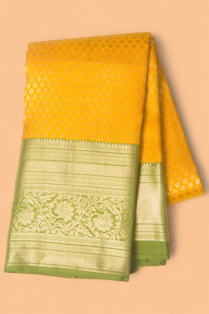 Kanchipuram Silk Brocade Yellow Saree