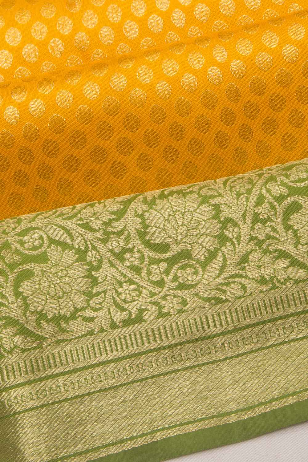 Kanchipuram Silk Brocade Yellow Saree