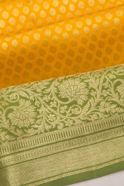 Kanchipuram Silk Brocade Yellow Saree